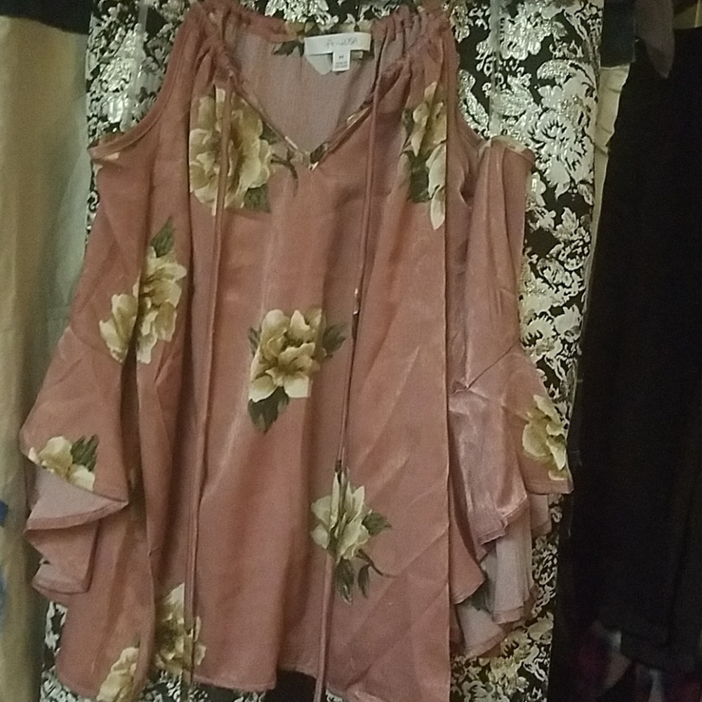 Silk floral print blouse worn once